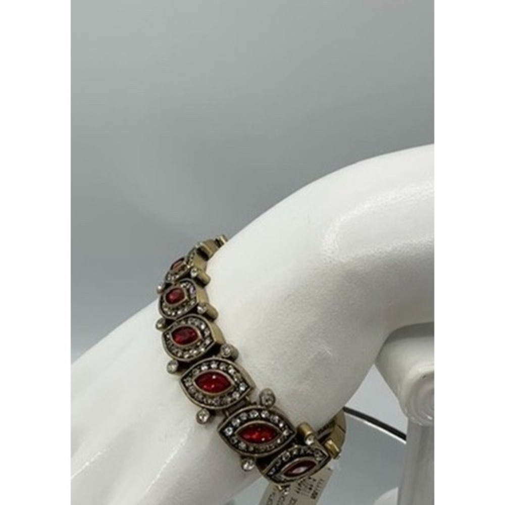 NEW $180 HEIDI DAUS Worth Waiting For Dazzling Crystal Tennis Bracelet RUBY‎ RED